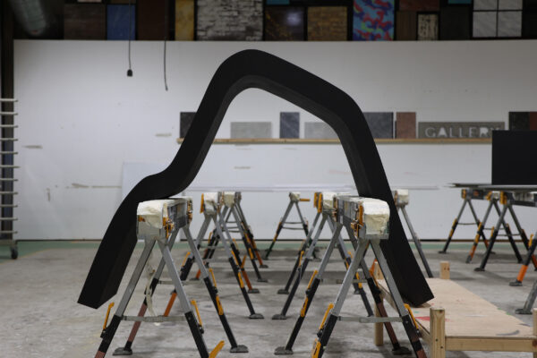 Plywood structure in the shape of a mountain