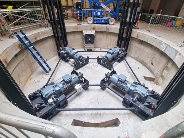 Image of four motor assembly in lift pit