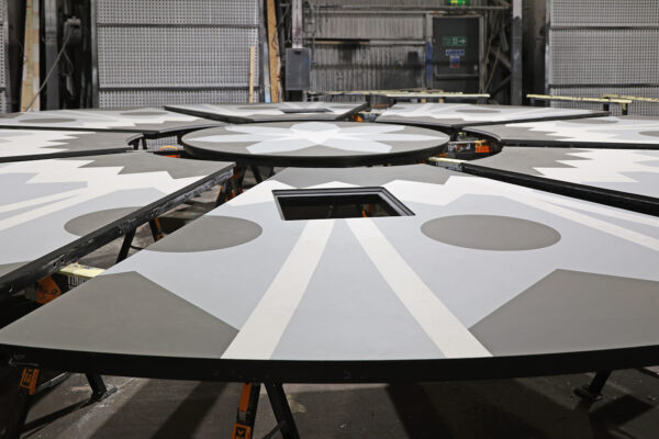 Photo of stage top components with geometric pattern