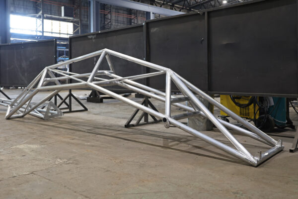 Photo of metal tusk design fabricated in Stage One metal workshop