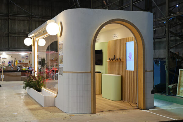 Photo of test build exhibition structures