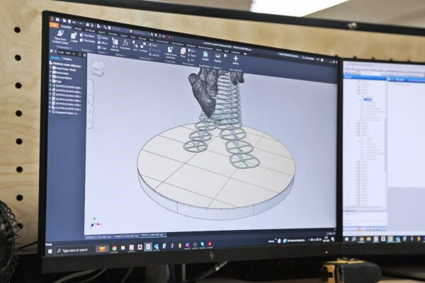 Photo of computer screen displaying a CAD design