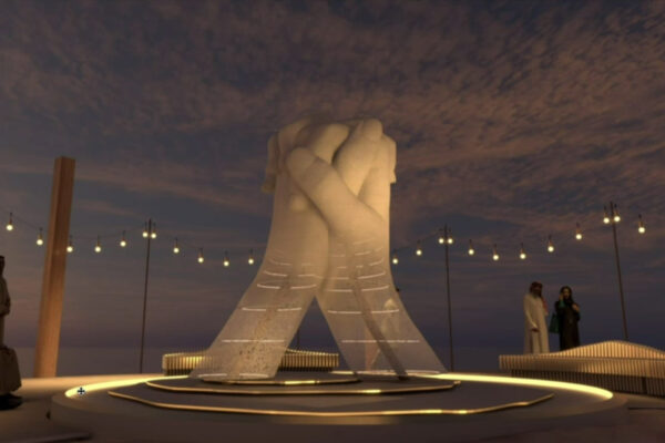 Design render of large scale hand sculpture