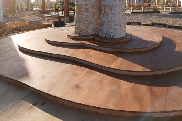 Close up photo of wooden multi-level plinth