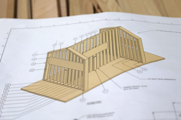 Photo of CAD drawing of exhibition structure
