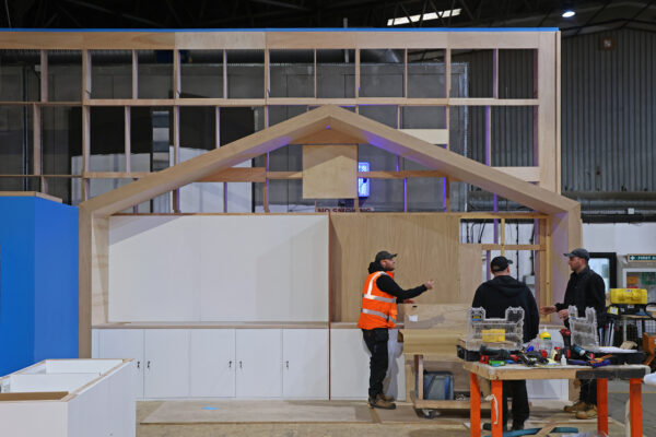 Photo of exhibition structure test build