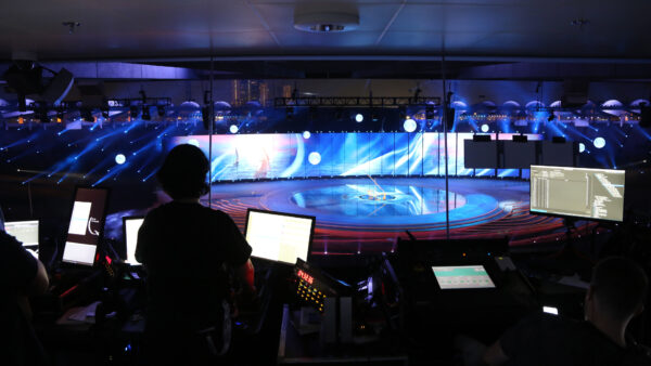 Photo of live event control room overlooking stage area