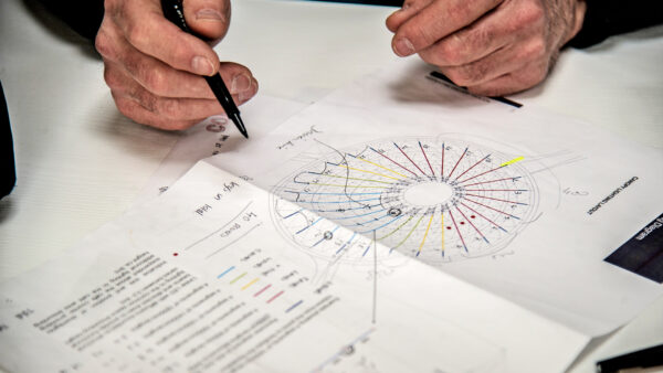 Photo of annotated design drawing