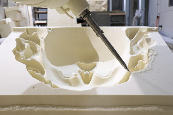 Photo of negative mould being created on CNC machine