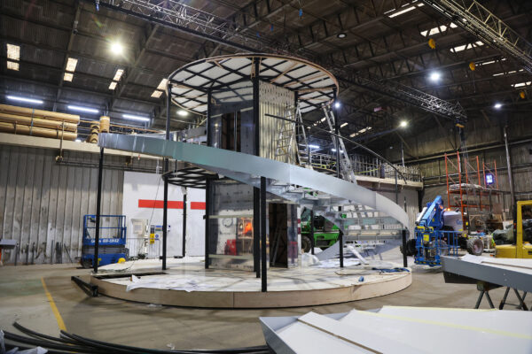 Helix stage design during build in workshop