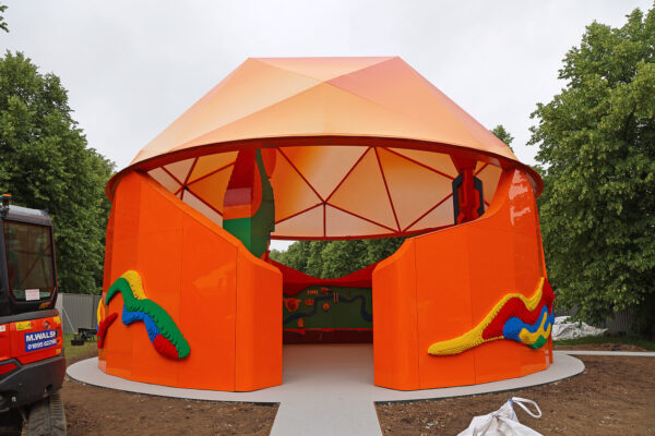 Photo of Play Pavilion during final stage of build