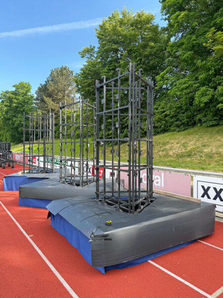 Photo of LED dollies frame structure on sports track
