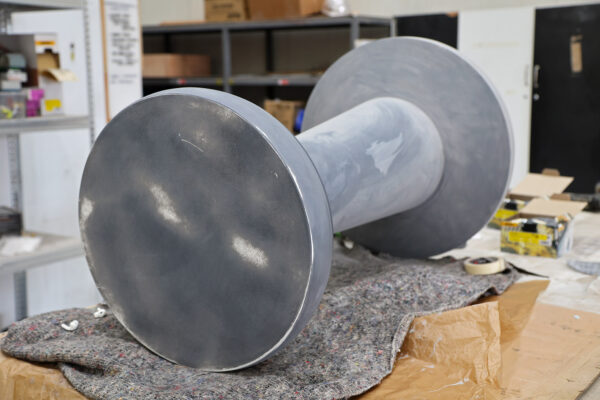 Photo of GRP table base on a workbench