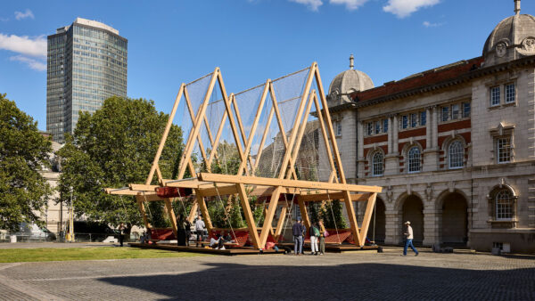Photo of Vert timber pavilion outside the Chelsea College of Arts in London