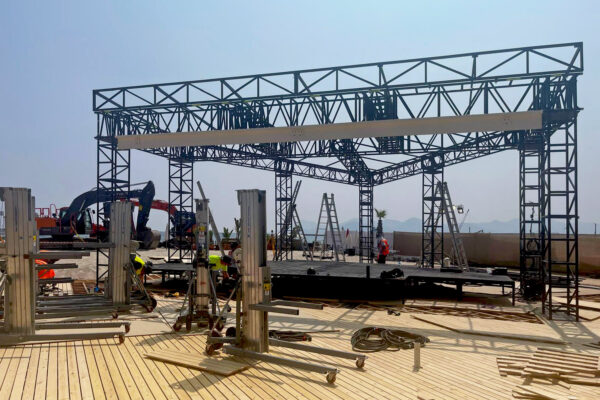 Photo of steel truss structure in a beach location