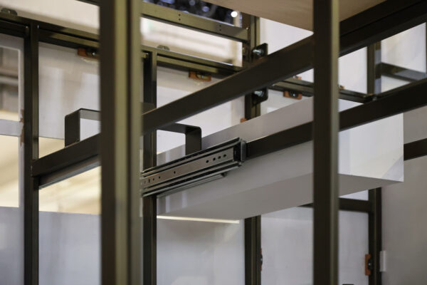 Photo of metal structure with drawer runner