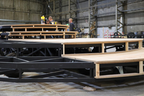 Image of progress being made in building a stage